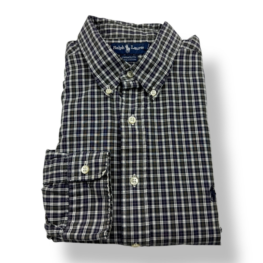 Ralph Lauren Yarmouth Plaid Button Down Shirt Men's Size 17 36/37 Long Sleeve